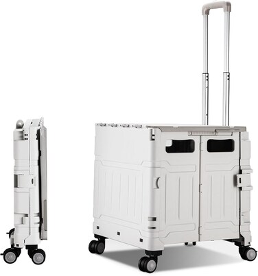 Radiotronics 75L Folding Shopping Cart, Portable Cart with Two 360° Swivel Wheels, Adjustable Height Stroller with Cover, 170 Lbs Large Capacity Cart Suitable for Moving