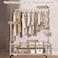 Rolling Clothing Racks with U-Base, Garment Rack with Double Layer Storage Basket,Portable Garment Rack Wardrobe Organizer