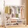 Rolling Clothing Racks with U-Base, Garment Rack with Double Layer Storage Basket,Portable Garment Rack Wardrobe Organizer