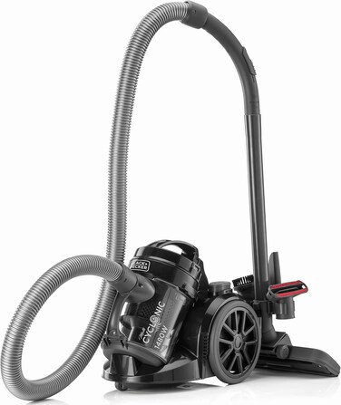 Multi-Cyclonic Bagless Vacuum Cleaner, 1480W, 1.8L Capacity, 6-Stage Filtration, Variable Speed, 143 Air Watts, 5m Cable, Includes Brushes, Powerful &amp; Efficient, Black