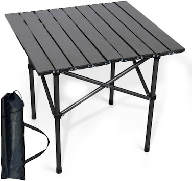 Outdoor Camping Folding Table - Dimensions 53(L)&times;50(W)&times;50(H) cm - Lightweight with Aluminum Table Top &amp; Carry Bag - Perfect for Picnics, Cooking, Beach, Hiking, Fishing