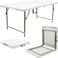 Folding Lightweight Trestle Outdoor Camping Table, Heavy Duty Plastic Outdoor Picnic Table, Folds in Half with Carry Handle, White