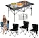 Camping Table with Chairs Set, Portable Folding Table and Seats for 4 People, Picnic Aluminum Family Table Chair Set for Outdoor Travel