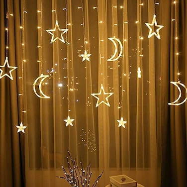 Ramadan Decoration Lights, Moon And Stars And Serial Lights, 3.5M Ramadan Lights, Yellow
