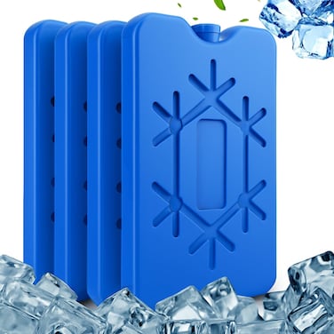 Radiotronics 4-Pack Lunch Box Ice Pack, Reusable Slim Freezer Bag for Refrigeration, Cooler Bag for Work, School, Picnic or Camping Keeps Food Fresh