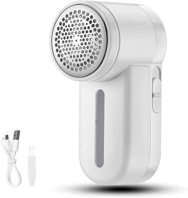 Fabric Shaver Fuzz Remover, Lint Remover, Rechargeable Fabric Shaver with 6-Blades, Dual Protection, Effectively and Quickly Remove Fuzz for Clothes