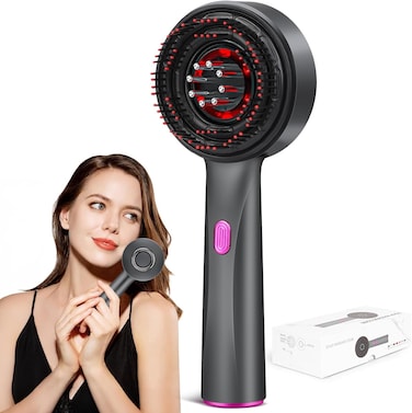 Electric Hair Oil Applicator Scalp Massager Comb, Red Light Scalp Massager Brush for Hair Growth, IPX7 Waterproof Oil Dispenser for Hair (Dark Gray)