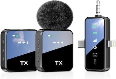 Wireless Lavalier Microphone,3 in 1 Wireless Mic for iPhone/Android/Camera,Mini Bluetooth Microphone Noise Reduction Mic