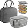 Lunch Box, 3 Layer Stackable Bento Box with Lunch Bag, Lunch Box for Kids Adults, Lunch Box Built-in Plastic Utensil Set(Grey)