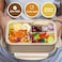 Radiotronics Bento Box, 3 Compartments 1400ml Lunch Box For Kids and Adults with Reusable Spoon and Fork, Leakproof Food Container for On the Go Meal, Microwave Safe (Khaki)