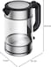 Electric Glass Kettle  1.7 Liters Large Capacity  5 Minutes Boil with 2200W high power output   LED light display Heating indicator