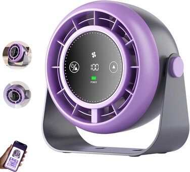 Portable Desk Fan,APP Remote control table fan with smart LED display,3-in-1 usb fan,100 speed small fan,0-4h timer wall fan,battery operated personal fan