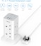 Radiotronics Tower Extension Lead with USB C Slots, 8 Way Multi Plug Extension Sockets 2M Cord, Surge Protected Extension Lead with Switch, Multi Extension Plug