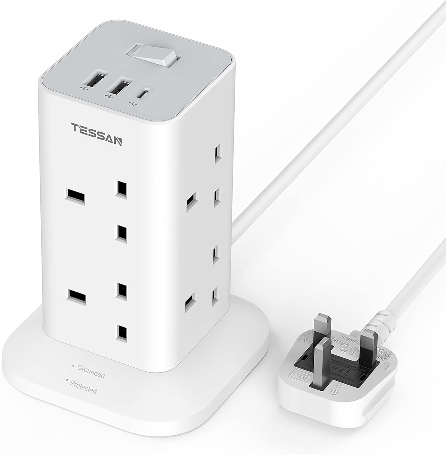 Ma Extension Buy Tower Extension Lead with USB C Slots, 8 Way Multi Plug Extension ...