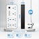 Universal Power Strip with 6 Outlets, 3 USB Ports, 1 Type-C Port, 2M Extension Cord, Desktop Charging Station for Home, Office and Dorm (White)