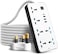 Universal Power Strip with 6 Outlets, 3 USB Ports, 1 Type-C Port, 2M Extension Cord, Desktop Charging Station for Home, Office and Dorm (White)