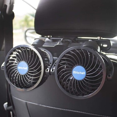 Electric Car Fans for Rear Seat Passenger Portable Car Seat Fan Headrest 360 Degree Rotatable Backseat Car Fan 12V Cooling Air Fan