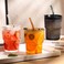400ML Ice Coffee Glass Tumbler with Straw and Lid Sealed Carry On, Thick Wall Water Glass Cup Mug Tea （Clear）