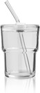 400ML Ice Coffee Glass Tumbler with Straw and Lid Sealed Carry On, Thick Wall Water Glass Cup Mug Tea （Clear）