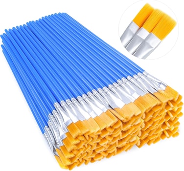 Radiotronics 100Pcs Small Paint Brushes Bulk, Flat Top Acrylic Classroom Brush for Kids Mini Paint Brushes for Touch Up Crafts Detail Painting