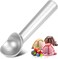 Radiotronics Ice Cream Scoop,7 inches Nonstick Anti-Freeze One Piece Aluminum Scooper Spoon, Heavy Duty Durable Design, Easy Clean, for Gelato, Cookie Dough, Sorbet, Almond (Silver)