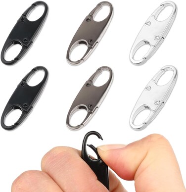 Zipper Clips Anti Theft Deterrent, 6PCS S Carabiner Small Zipper Pull Locks Mini Snap S Hooks for Backpacks Camping Fishing Traveling Outdoor Sports