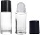 2Pcs Clear Glass Deodorant Bottles with Plastic Roll-Ball &amp; Black Lid - Essential Oil Rollers