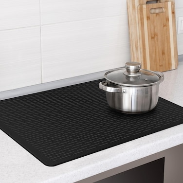 Stove Top Cover Silicone Electric Stove Cover 28 x 20 Inches Heat Resistant Cooktop Protector Stove Mat Protector Oven Cover for Kitchen Flat RV Range Stovetop Protector(Black)