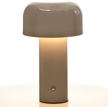 Modern Mushroom Table Lamp for Portable Touch Dimming, Rechargeable, Bedside Lamp for Indoor Outdoor Restaurant Bar Coffee Shop (Light Gray), HJ-JS001