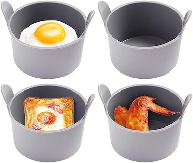 4 Pcs Ramekins for Air Fryer Silicone Large Muffin Cases Nonstick Egg Poacher Silicone Mould Bakeware Easy Release Ramekins Baking Cups for Muffin Cupcakes (Color A 4pcs)