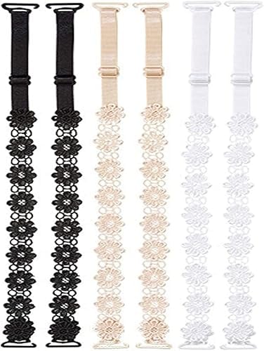 6 Pcs Women Bra Straps Flower Lace Adjustable Underwear Strap Replacement Shoulder, One Size