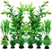 Radiotronics PietyPet Fish Tank Accessories Green Plants, 10pcs Green Fish Tank Decorations, Aquarium Decor Plastic Plants