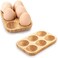 Egg Cups for Refrigerator, 2 Pieces Fridge Egg Organizer, Wooden Egg Trays with Capacity for 12 Eggs, Suitable for Refrigerators and Dining Tables, Length x Width: 15 x 10 cm