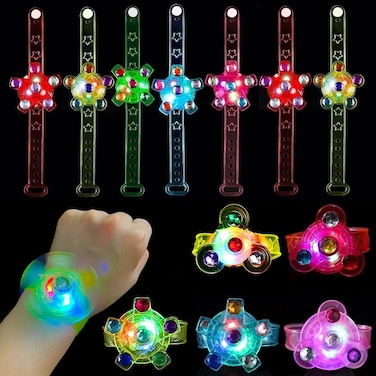 25 Pack LED Light Up Fidget Spinner Bracelets, Glow in The Dark Party Supplies,Birthday Gifts,Treasure Box Toys for Classroom,Carnival Prizes,Pinata Goodie Bags Stuffers