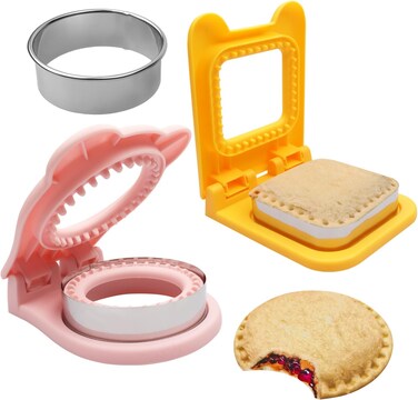 Radiotronics 2pcs Sandwich Cutter and Sealer for Kids, 2Pcs Uncrustable Sandwich Maker and Decruster set,DIY Decruster Pocket Sandwiches, Sandwich Maker, Lunchbox and Bento Box