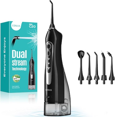 Radiotronics Professional Water Flosser For Teeth Braces Gums Care, Cordless Oral Irrigador, Deep Cleaning, Rechargeable, Waterproof, BPA-Free, Portable, Home and Travel, Black C20