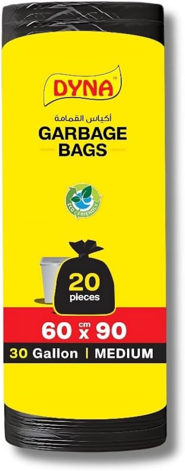 Garbage Bags, 30 Gallons Single, Black, Medium Size, Oxo-Biodegradable Eco-Friendly 20 Bags, 60x90 cm, Bin Liner, Trash Bags, Waste Bags for Indoor and Outdoor Use