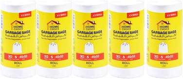 Radiotronics Garbage Bags, 5 Gallons Pack of 5, White, 150 Bags, 45x52 cm, Bin Liner, Trash Bags, Waste Bags for Indoor and Outdoor Use