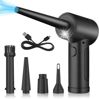 Radiotronics Cordless Electric Air Duster   51000 RPM Portable Air Blower, 6000mAh Compressed Air Duster, Alternative to Air Can Gas Cleaning for Keyboard Laptop Cleaner