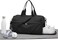 Gym Bag for Women Men with Shoe Compartment, Sport Duffel Bag, Waterproof Travel Weekender Overnight Carry on Bag for Yoga with Trolley Sleeve, Black, A-Black