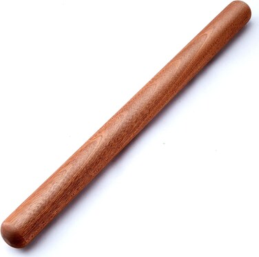 French Rolling Pin, 17.7 Inches Wood Rolling Pin for Baking Extra Long Thickened, for Fondant Pizza Pie Crust Cookie Pastry, Essential Kitchen Utensil, Brown