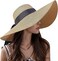 Beach Hats for Women, Wide Brim Sun Straw Hat for Women, Sun Hat UPF 50+ UV Protection