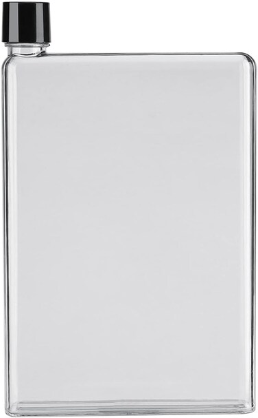 Radiotronics Flat Water Bottle, A5 Slim Plastic Bottles Transparent Portable Juice Containers Reusable Drink Travel Leak Proof Flask Mug Clear Pocket Cup Drinking Kettle