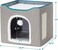 Cat Beds for Indoor Cats - Large Cat Cave with Fluffy Ball Hanging and Scratch Pad, Foldable Cat Hideaway