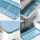 2-Tier Drain Dish Rack With Cover , Large Capacity Multi-function Drying Rack With Removable Drain Board, For Plates, Cutlery, Cups, Dishes (I-White)