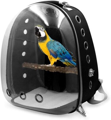 Pet Bags Bird Carrier Parrot Travel Backpack Transparent Space Capsule Carrying Backpack Travel Bag Breathable Bird Transport Bag with Anti-lost Hook and Non-slip Pad