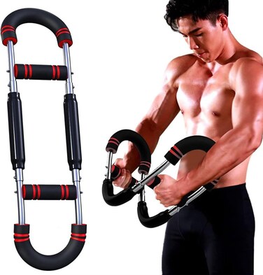 Twister Arm Exerciser U Shape Chest Expander, Upper Body Adjustable Spring Workout Bar Strength Trainer Forearm Triceps Enhanced Exercise Strengthener