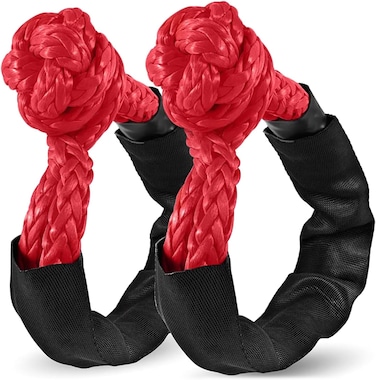 Soft Shackle Recovery, 1/2 inch X 22 inch Soft Shackle (58,000 LBS Breaking Strength) with Protective Sleeve for Off-Road Sailing Trucks, 4x4，UTV, ATV (Red, 2 Pack)