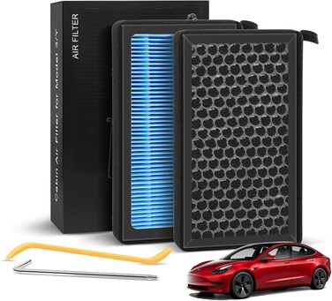 2 PCS Tesla Cabin Air Filter, Tesla Model 3 Cabin Air Filter Model Y Cabin Air Filter OEM Replacement, Includes Removal Tool &amp; Screwdriver