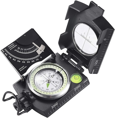 Multifunctional Military Metal Sighting Navigation Compass with Inclinometer   Impact Resistant &amp; Waterproof Compass for Hiking, Camping, Boy Scout